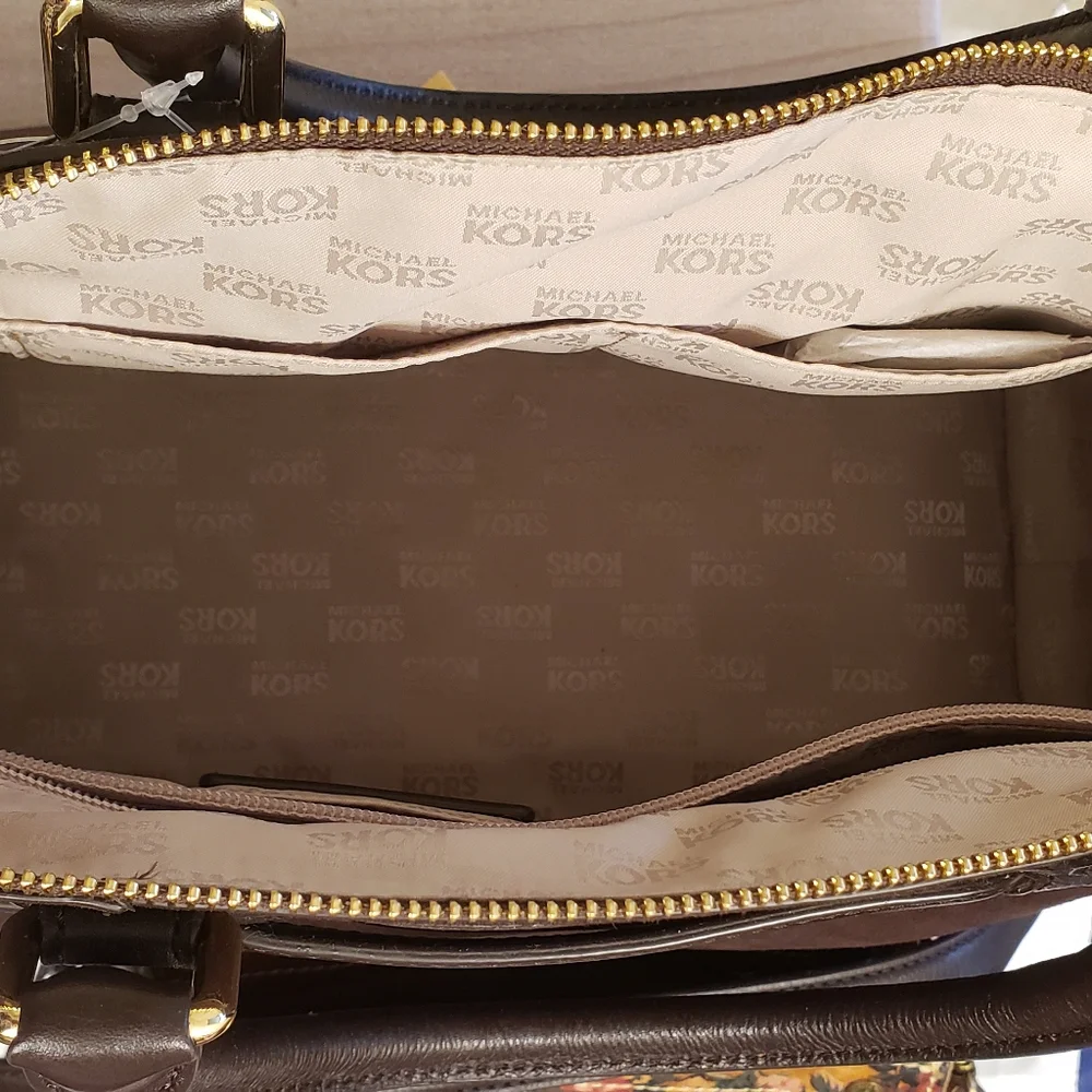 MICHAEL Michael Kors Hudson Large Satchel Coffee Leather/Suede - Picture 7 of 9